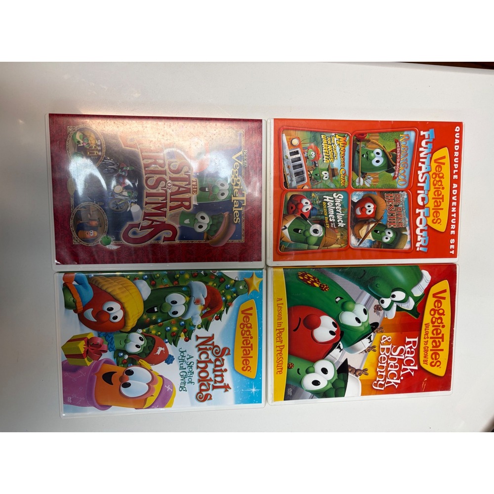 VeggieTales DVD Lot 4 Cases Saint Nicholas Star of Christmas Rack Shack Benny
